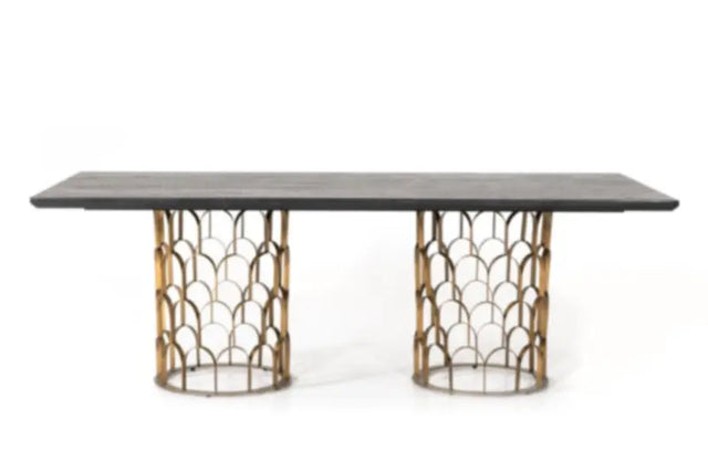Vig Furniture - Modrest Natalie Modern Black Acacia & Antique Brass Dining Table - Vglbgats-Dt220-03