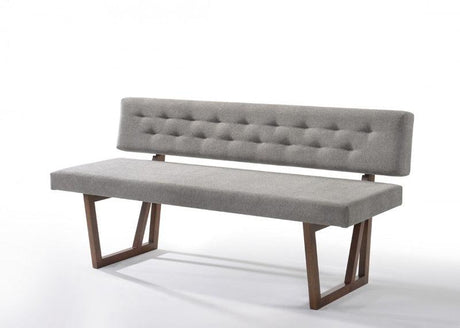 Vig Furniture - Modrest Jordan Modern Grey & Walnut Dining Bench - Vgmami-746-Gry