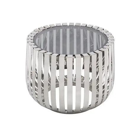 Vig Furniture - Modrest Cage Modern Stainless Steel End Table With Glass Top - Vgvcet120901