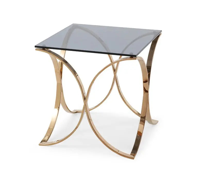 Vig Furniture - Modrest Reklaw Modern Smoked Glass & Rosegold End Table - Vgvcet836