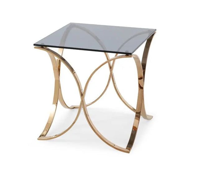 Vig Furniture - Modrest Reklaw Modern Smoked Glass & Rosegold End Table - Vgvcet836