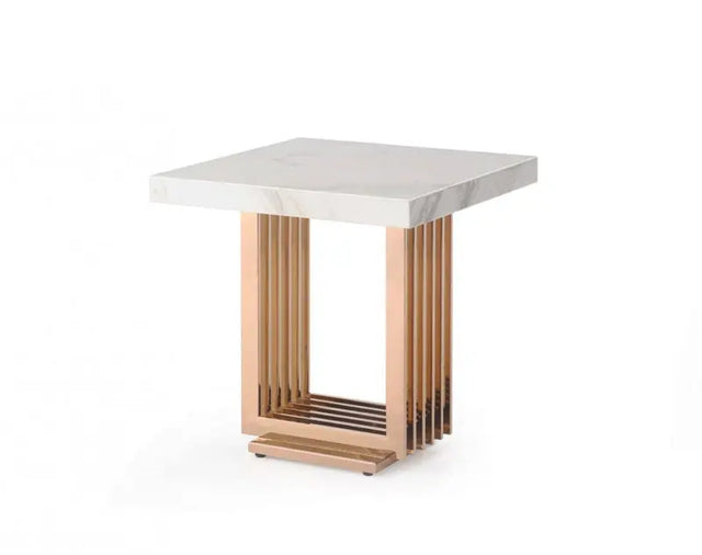 Vig Furniture - Modrest Kingsley Modern Marble & Rosegold End Table - Vgvcet8933