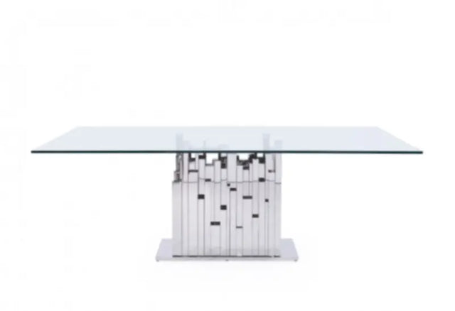 Vig Furniture - Modrest Edwin Modern Glass & Stainless Steel Dining Table - Vgvct1828