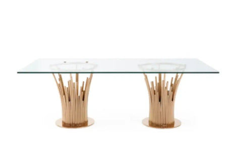 Vig Furniture - Modrest Paxton Modern Glass & Rosegold Dining Table - Vgvct817L