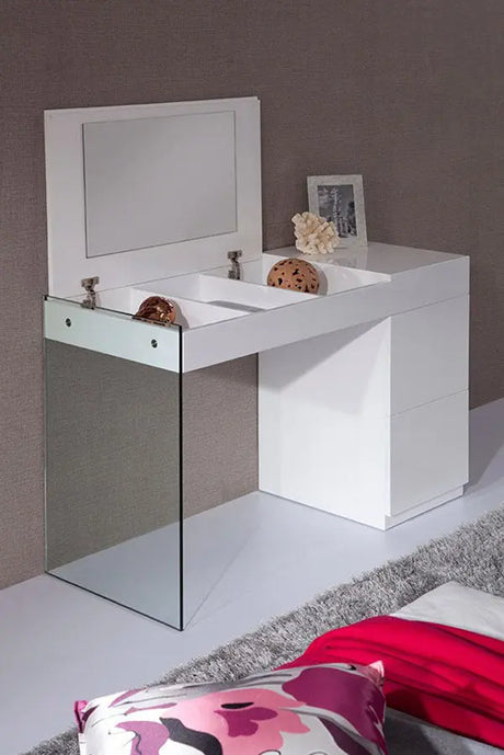 Vig Furniture - Volare - Modern White Floating Glass Vanity With Storage - Vgwcc606-Van