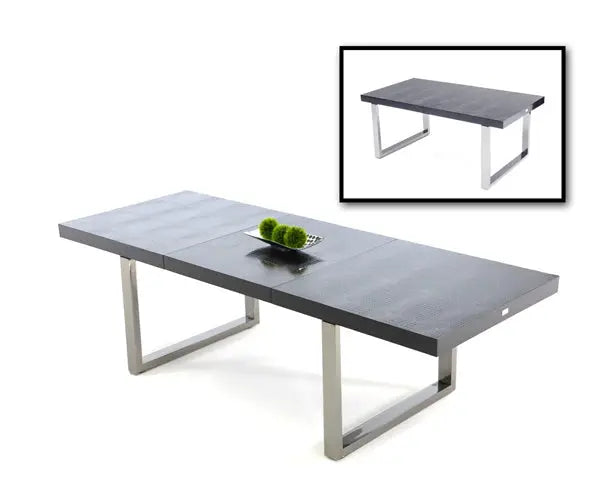 Vig Furniture - Skyline - Modern Black Crocodile Lacquer Dining Table - Vgunac803-255-B