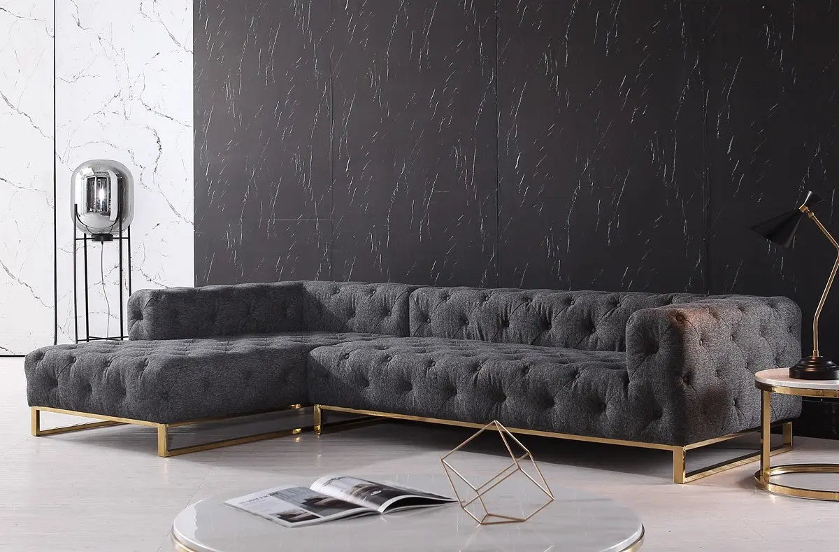 Vig Furniture - Divani Casa Willa Modern Grey Fabric Sectional Sofa - Vg2T-Y-0687B-Gry