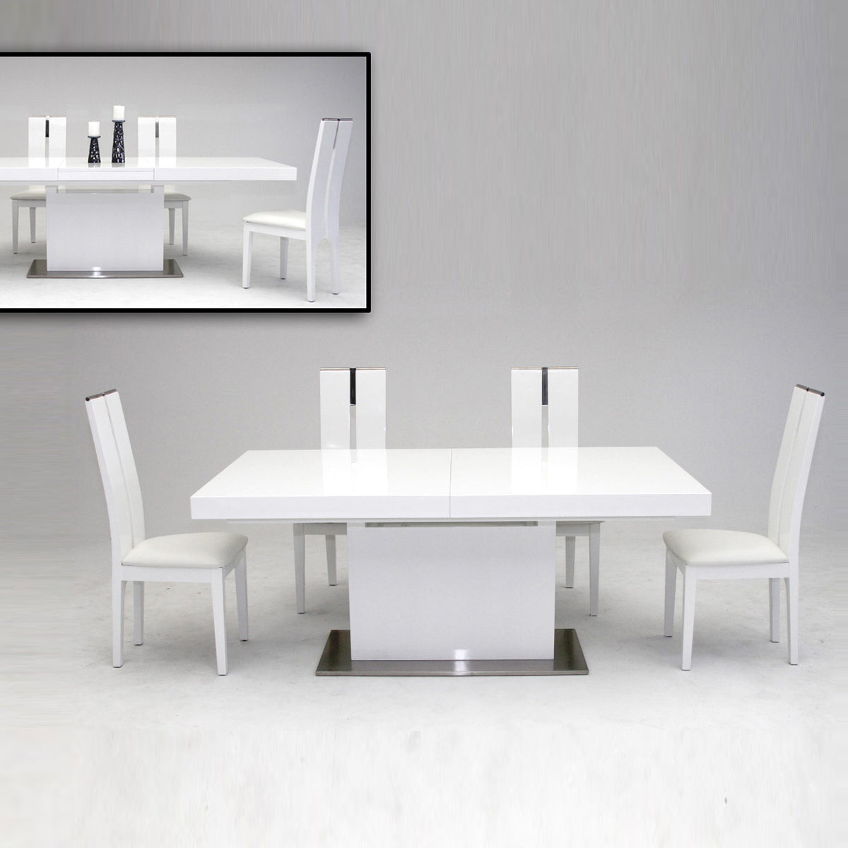 Zenith Modern White Extendable Dining Table – Home Elegance USA