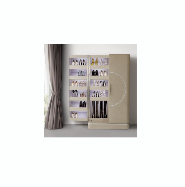 Modern shoe rack organizer with multiple tiers for efficient and stylish footwear storage.