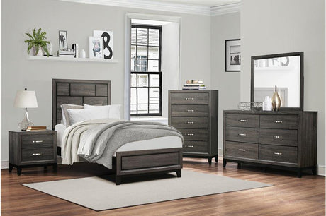 Youth bedroom set featuring a stylish bed, dresser, and nightstand – perfect for kids' and teens' rooms.