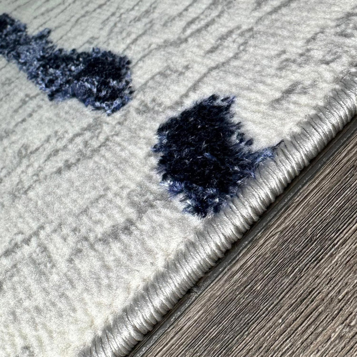 Shifra Luxury Area Rug in Gray with Navy Blue Abstract Design - Home Elegance USA