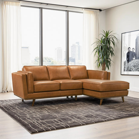 Chase Genuine Leather Sectional Sofa Right Facing Tan Full Leather 90.90' - sold by Home Elegance USA