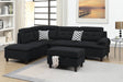 Living Room Furniture Black Cushion Sectional w Ottoman Linen Like Fabric Sofa Chaise - sold by Home Elegance USA
