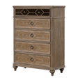 Simple Contemporary 1pc Chest of Drawers Rustic Oak Veneer Solid Wood English Back Dovetail Drawers Bedroom Furniture