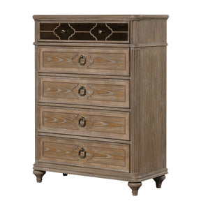 Simple Contemporary 1pc Chest of Drawers Rustic Oak Veneer Solid Wood English Back Dovetail Drawers Bedroom Furniture