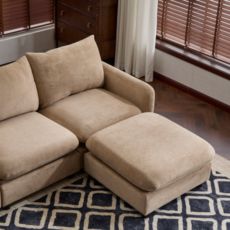 99 in. 4-Piece L Shaped Modular Free Combination Sectional Velvet Sofa Couch with Ottoman, Nomad - sold by Home Elegance USA