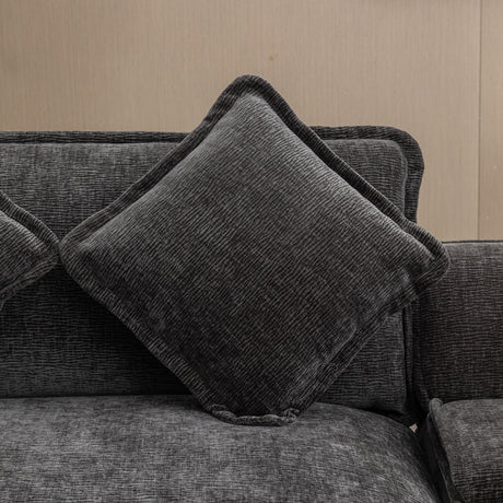 Modern Chenille Upholstered Sectional Sofa with Ottomans, USB Ports, Cup Holders, and Storage in Grey - sold by Home Elegance USA