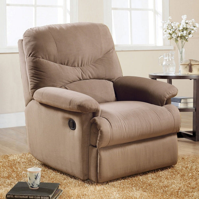 Arcadia Motion Glider Recliner 634 Light Brown Microfiber | Acme - 634. - Home Elegance USA - 1