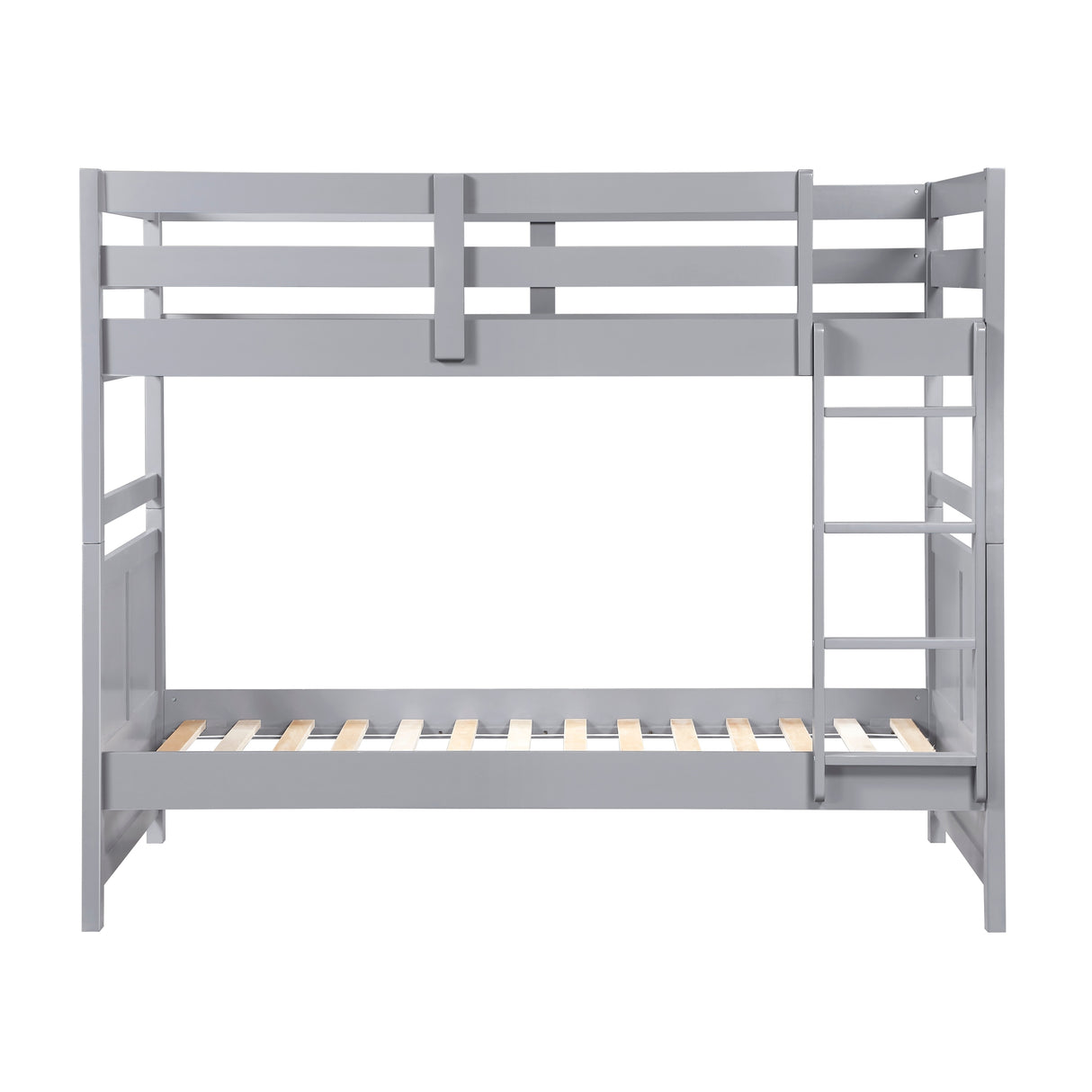 Bunk Bed Twin Over Twin Gray Finish Sturdy Wood Frame Guard Rails Youth Bedroom Furniture 1pc - sold by Home Elegance USA
