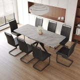 62.4' extendable 78.15' dining Table Set for 6-8 Person for Dining Room,C-shaped Tube Soft padded armless dining chair and Very large Dining Room Table Kitchen Table Chair Set with metal Legs