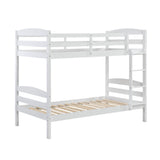 Twin over Twin Bunk Bed with Guard Rails 1pc Sturdy Wood Frame White Finish Youth Bedroom Furniture - sold by Home Elegance USA