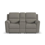 Henry Power Reclining Loveseat With Console & Power Headrests & Lumbar - Fog | Flexsteel