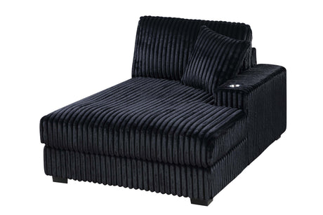Contemporary Modern 7-PC Modular U-Sectional Sofa Set USB Cup Holder Black Finish Corduroy Living Room Furniture Couch - sold by Home Elegance USA