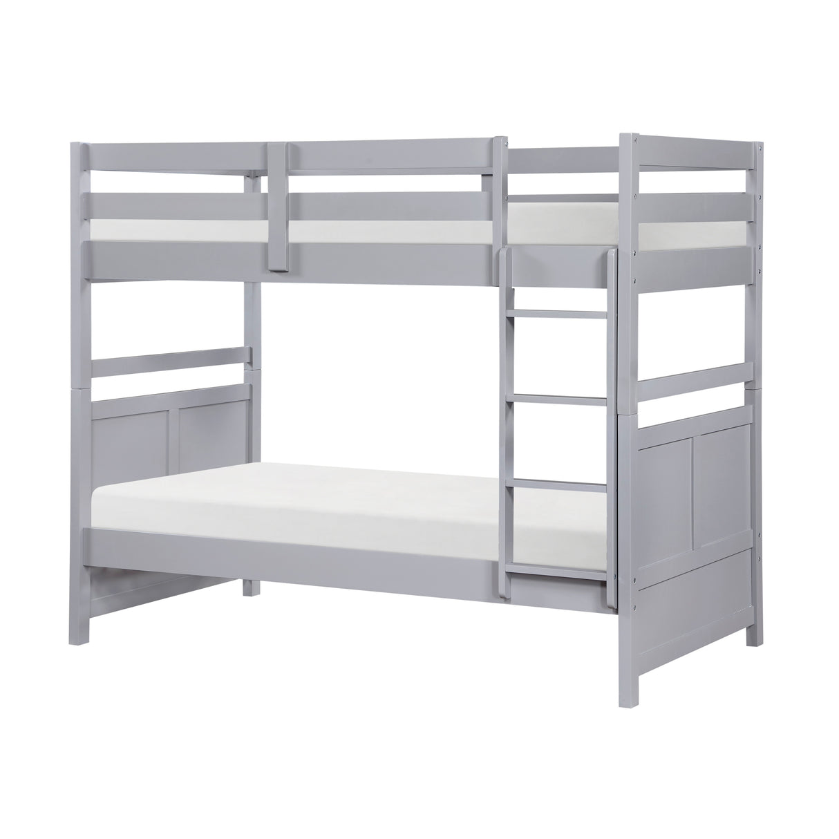 Bunk Bed Twin Over Twin Gray Finish Sturdy Wood Frame Guard Rails Youth Bedroom Furniture 1pc - sold by Home Elegance USA