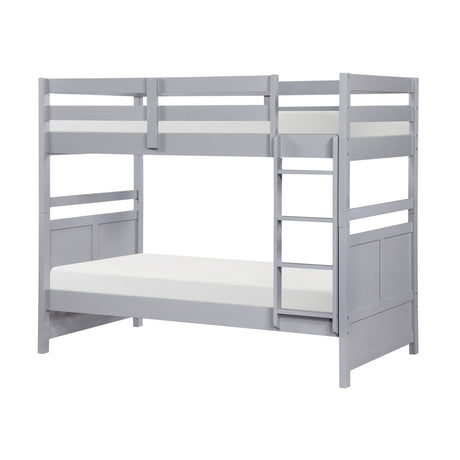 Bunk Bed Twin Over Twin Gray Finish Sturdy Wood Frame Guard Rails Youth Bedroom Furniture 1pc - sold by Home Elegance USA