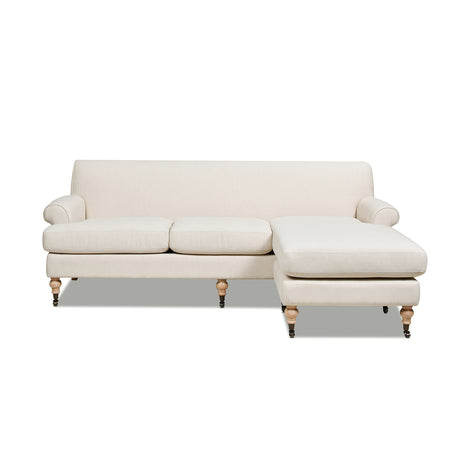 Alana  88' L-Shape Reversible Sectional Sofa, Light Beige Linen - sold by Home Elegance USA