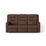 Arlo Transitional Leather Power Reclining Sofa, Power Headrests | Flexsteel