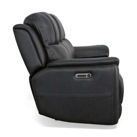 Crew Power Reclining Sofa With Power Headrests & Lumbar - Raven | Flexsteel
