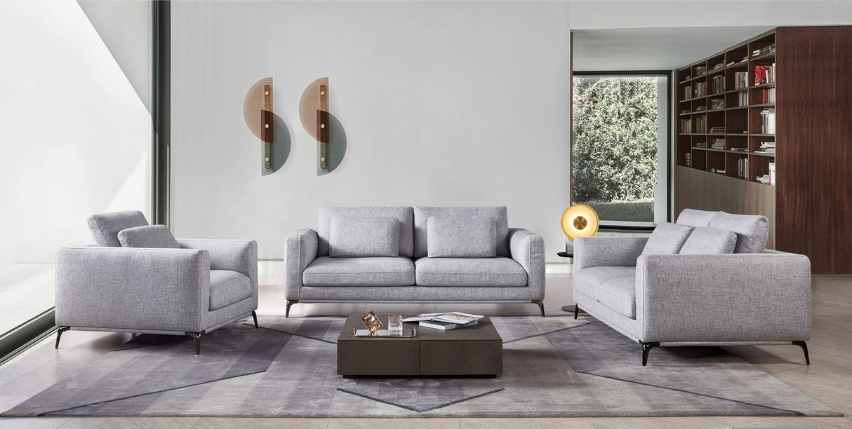 Divani Casa Beaman - Modern Grey Fabric Sofa Set | Home Elegance USA