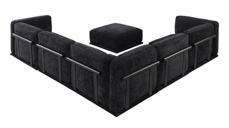 120' length , Fashionable modular sofa with iron and wood frame chenille sofa, black ,uitable for living room - sold by Home Elegance USA