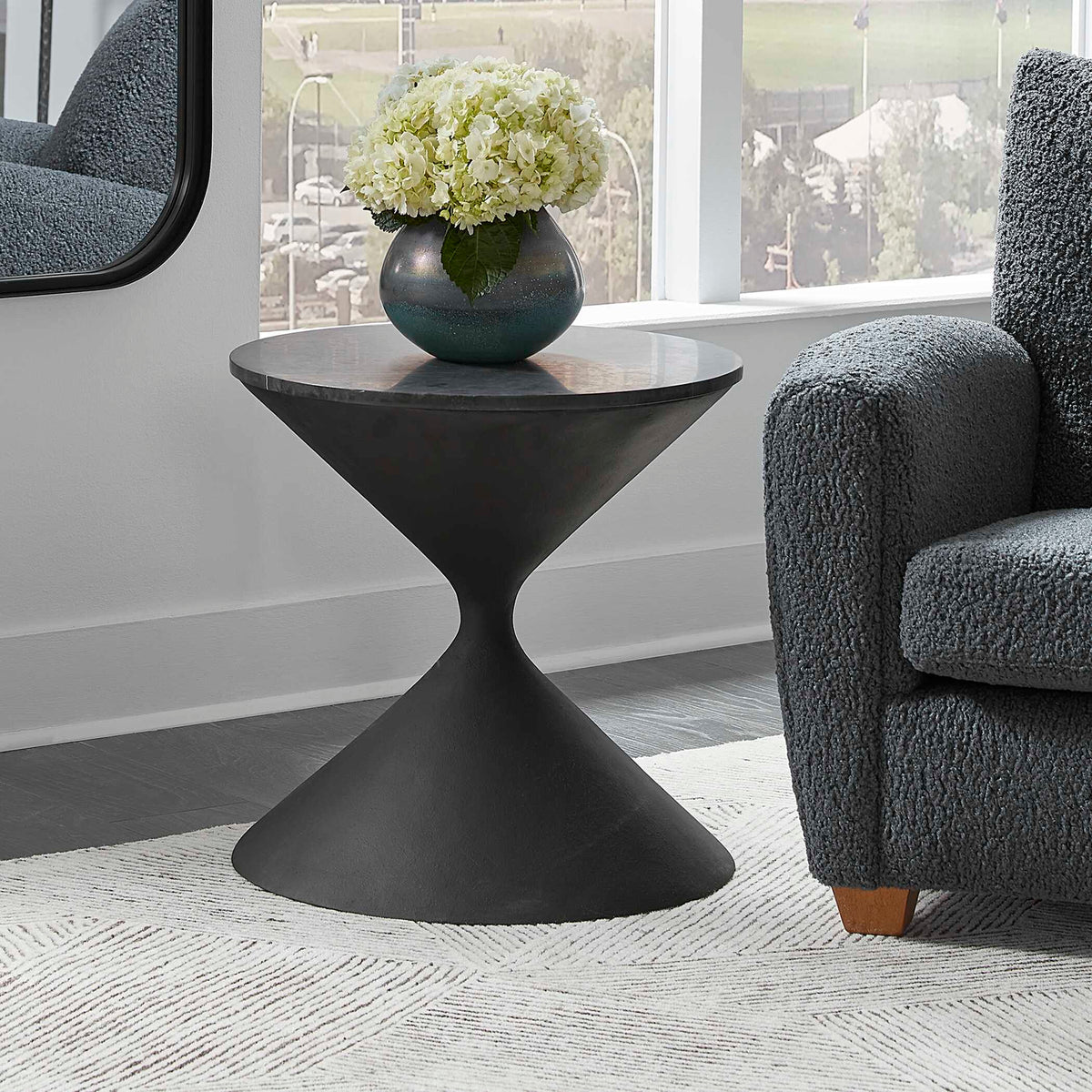 Time's Up Hourglass Shaped Side Table - Black by Uttermost - View 4