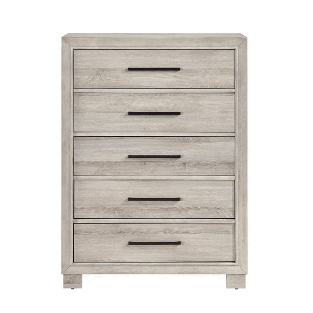Modern Gray Finish Five-Drawer Storage Chest 1pc Wooden Contemporary Design Bedroom Furniture