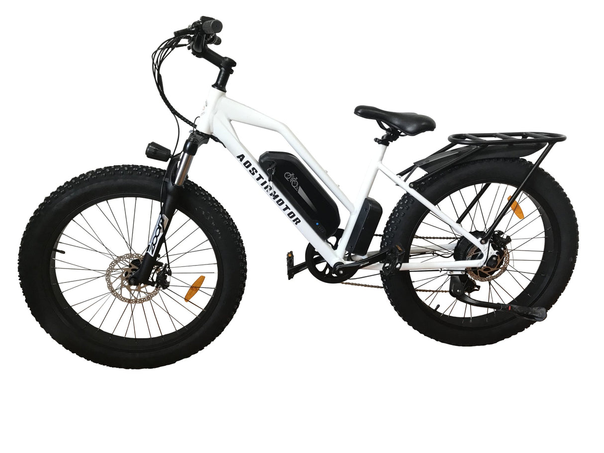 AOSTIRMOTOR 26" 750W Camouflage Electric Bike Fat Tire P7 48V 12.5AH Removable Lithium Battery for Adults with Detachable Rear Rack Fender(White)S07 - G | Home Elegance USA