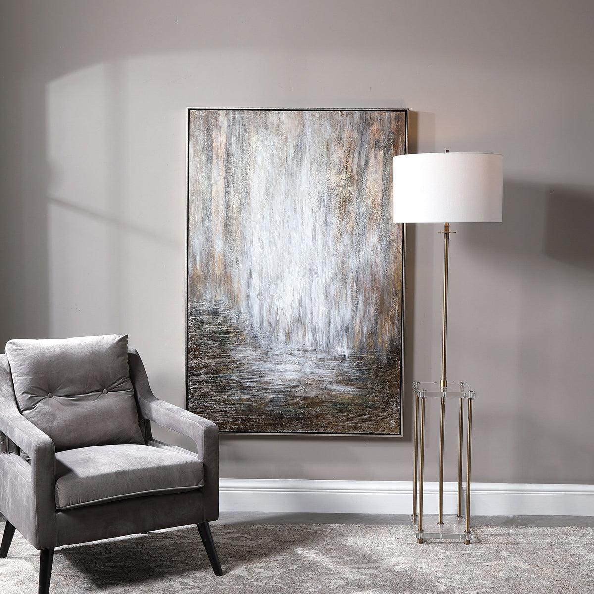 Desert Rain Hand Painted Abstract Art - Gray / Light Brown by Uttermost - View 2