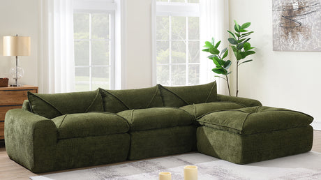 116'' Fully Compressed Sofa with High Density Foam, Integrated Backrest&Seat Cushion, Decorative Edging, Legless Design without Frame, No Assembly Required, Free Combination, Particle Chenille - sold by Home Elegance USA
