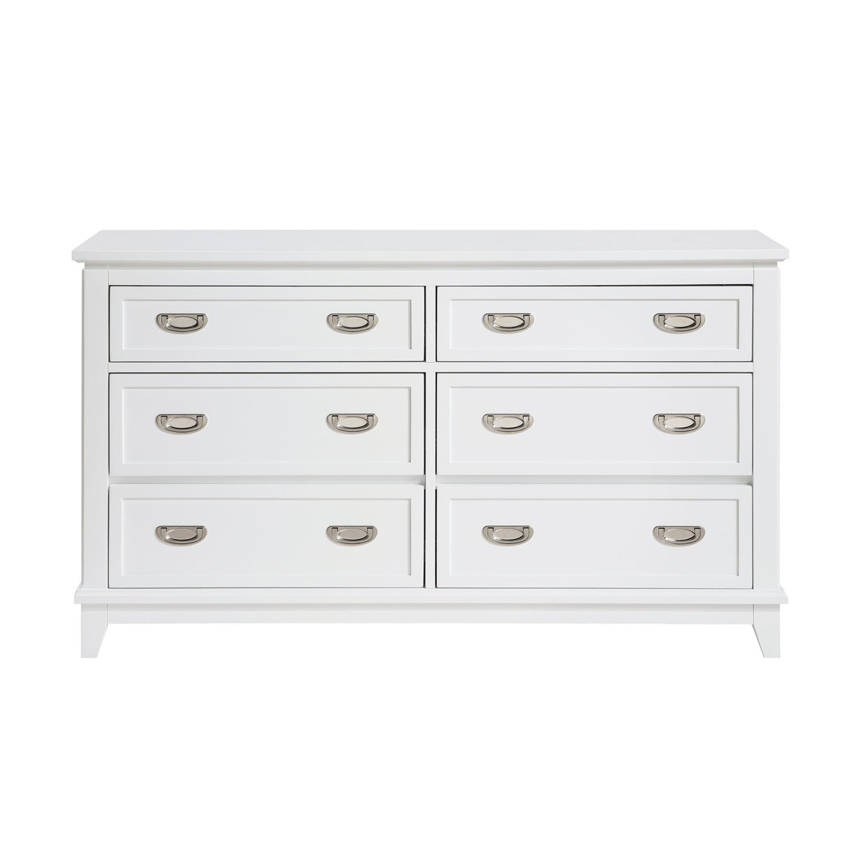 White Finish Dresser with 6 Drawers Wooden Modern Bedroom Furniture 1pc
