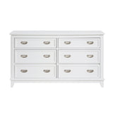White Finish Dresser with 6 Drawers Wooden Modern Bedroom Furniture 1pc