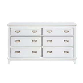 White Finish Dresser with 6 Drawers Wooden Modern Bedroom Furniture 1pc