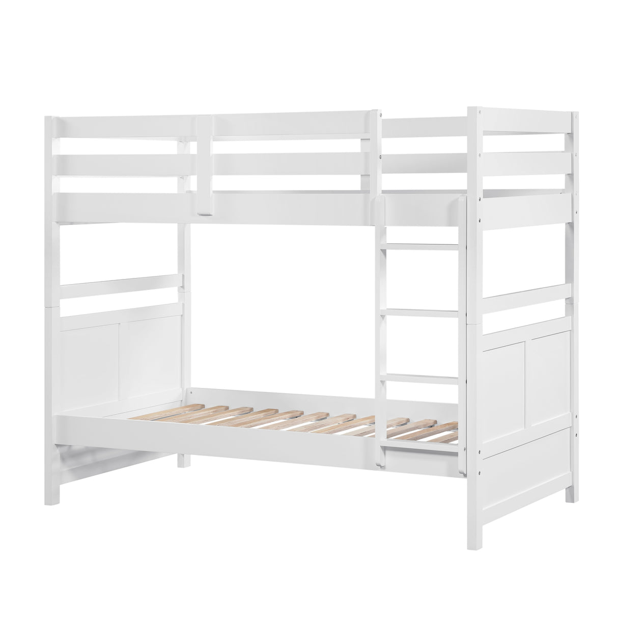 Bunk Bed Twin Over Twin White Finish Sturdy Wood Frame Guard Rails Youth Bedroom Furniture 1pc - sold by Home Elegance USA