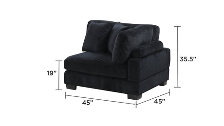 Bentley Modern Style Modular Sectional unique layout made with Corduroy fabric and wood in Black Setup-1 (NJ Warehouse Inventory) - sold by Home Elegance USA