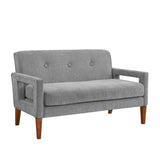Modern Living Room Furniture Loveseat Gray Chenille Upholstery Pocket Coils Solid Wood Legs Furniture 1pc