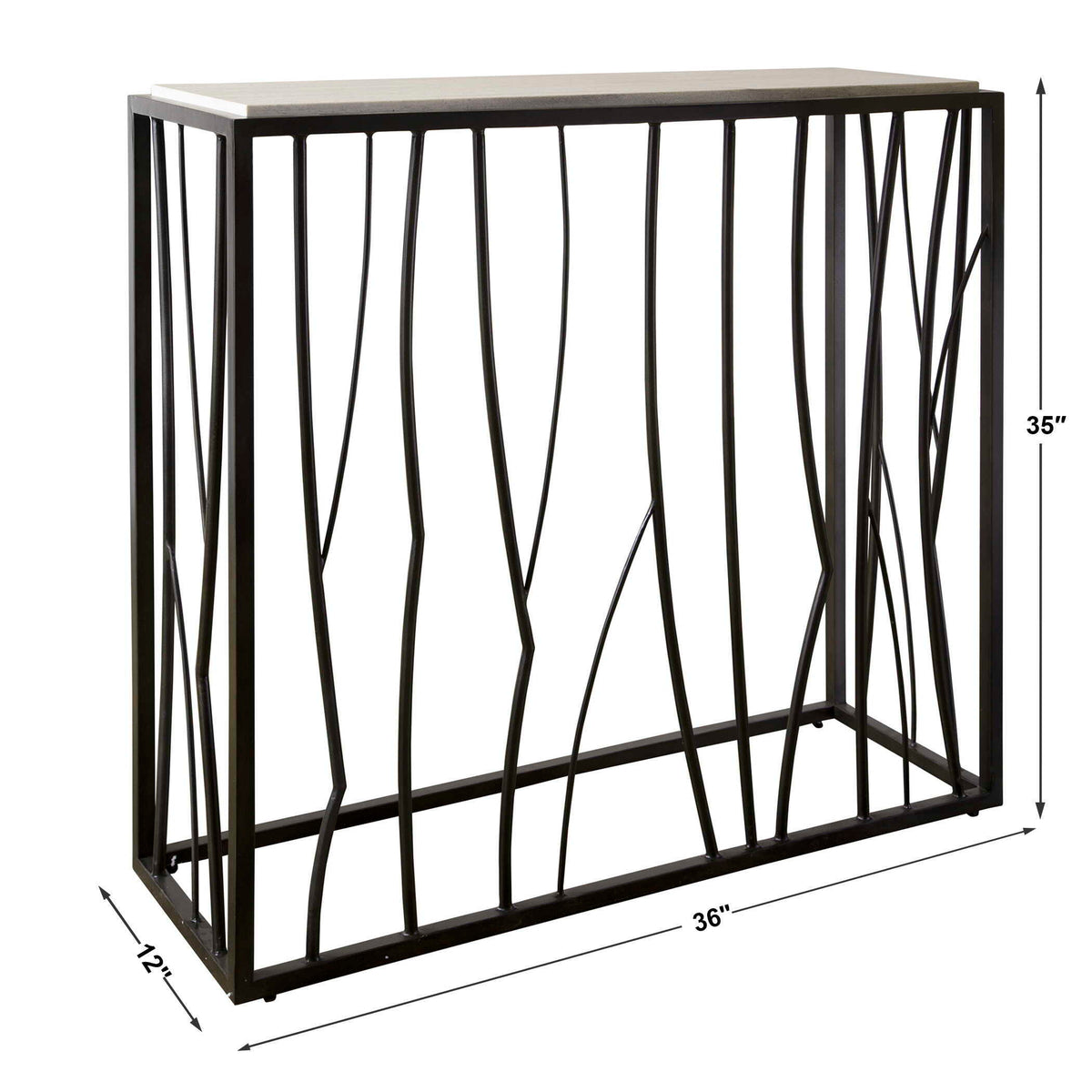 Reed Travertine Console Table Black & Light Brown - Black / Light Brown by Uttermost - View 6