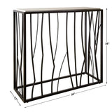 Reed Travertine Console Table Black & Light Brown - Black / Light Brown by Uttermost - View 6