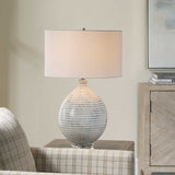 Clary Horizontally Striped Table Lamp - Gray / White by Uttermost - View 2