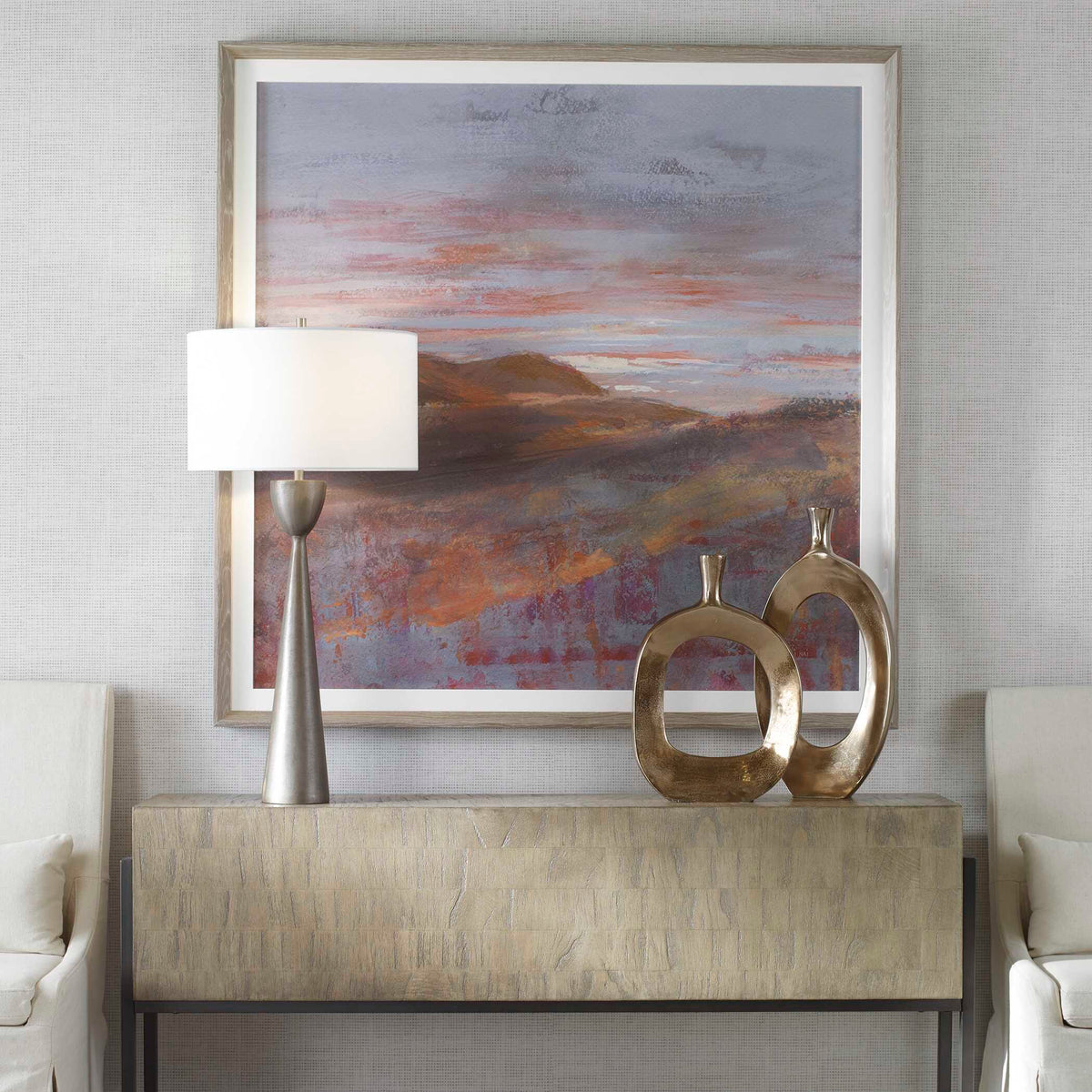 Dawn On The Hills Framed Print - Purple / Light Brown by Uttermost - View 7