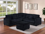Black Finish 4pc Modern Sectional Set Left And Right Arm Loveseat Matching Pillow Square Arms Cocktail Ottoman
Plastic Legs Primary Living Room